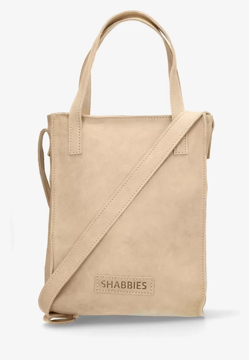 Shabbies Amsterdam Crossbody bag Cara Light Taupe^ No Waste Leather | Crossbodytassen