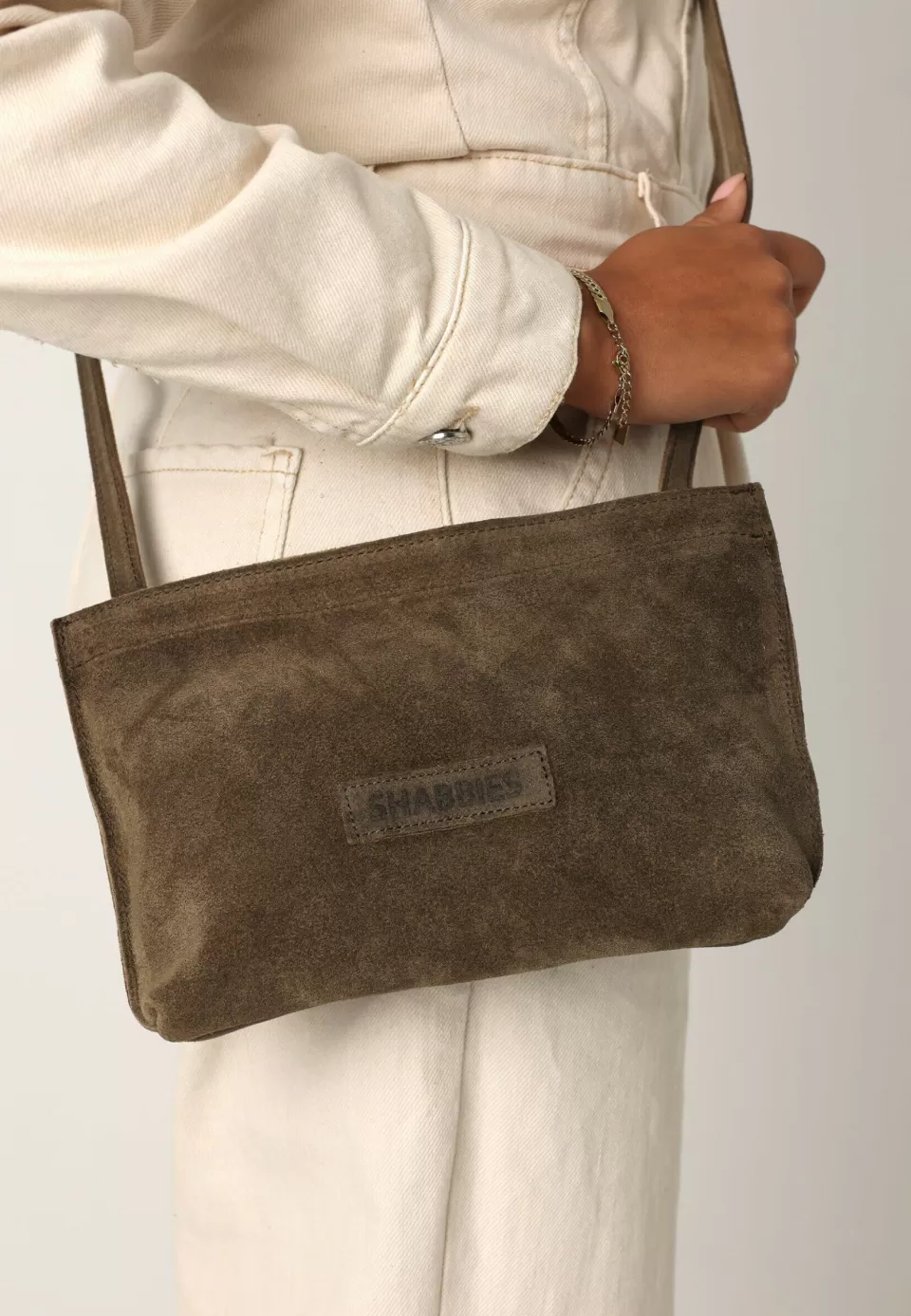 Shabbies Amsterdam Crossbody Tas Taupe^ No Waste Leather | Festivaltassen