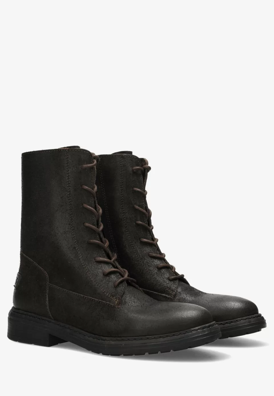 Shabbies Amsterdam Enkellaars Duck Lacey Reversed Donker^ Biker Boots | Enkellaarzen