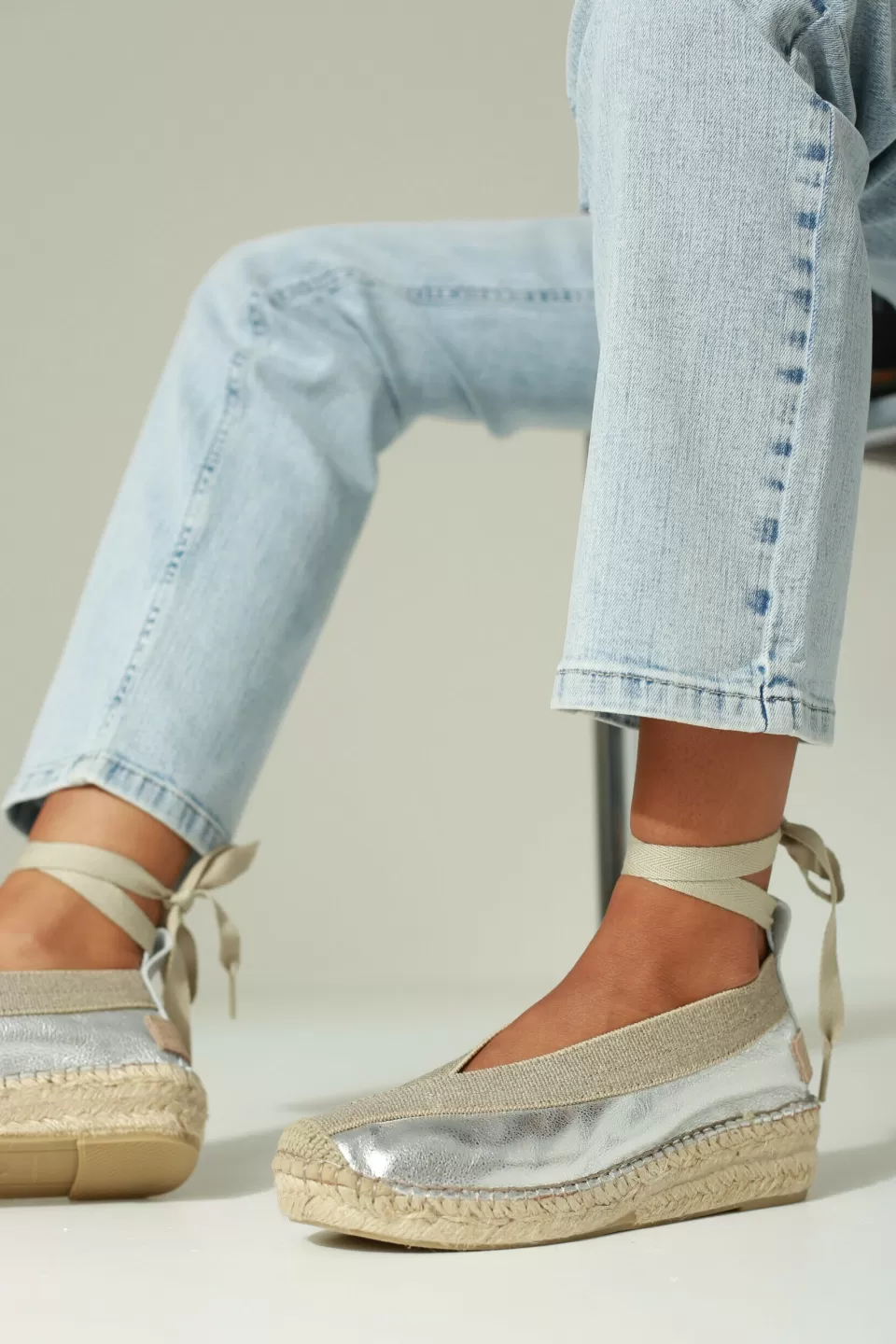 Shabbies Amsterdam Espadrille Palma Kimono Silver^ Espadrilles | Loafers