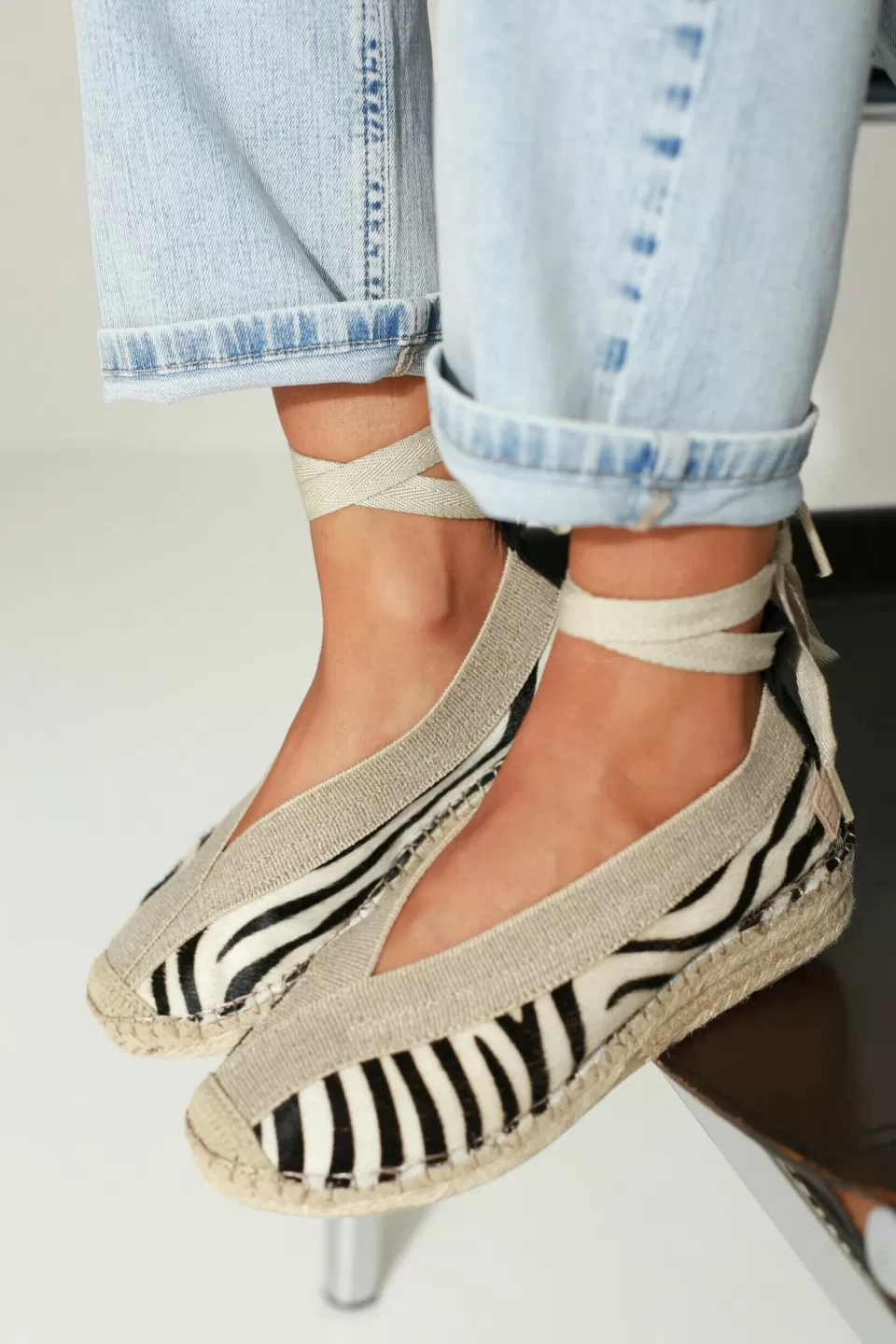 Shabbies Amsterdam Espadrille Palma Kimono Zebra Zwart/^ Espadrilles | Loafers