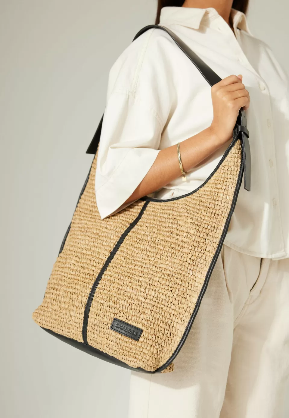 Shabbies Amsterdam Shoulderbag Nobu Raffia Natural^ Schoudertassen